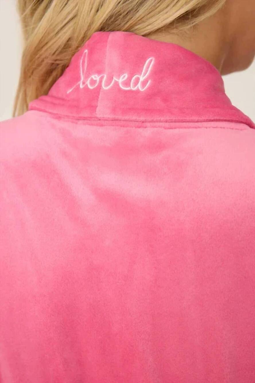 NEW PJ SALVAGE velvety velour robe in fucshia pink - Picture 4 of 5